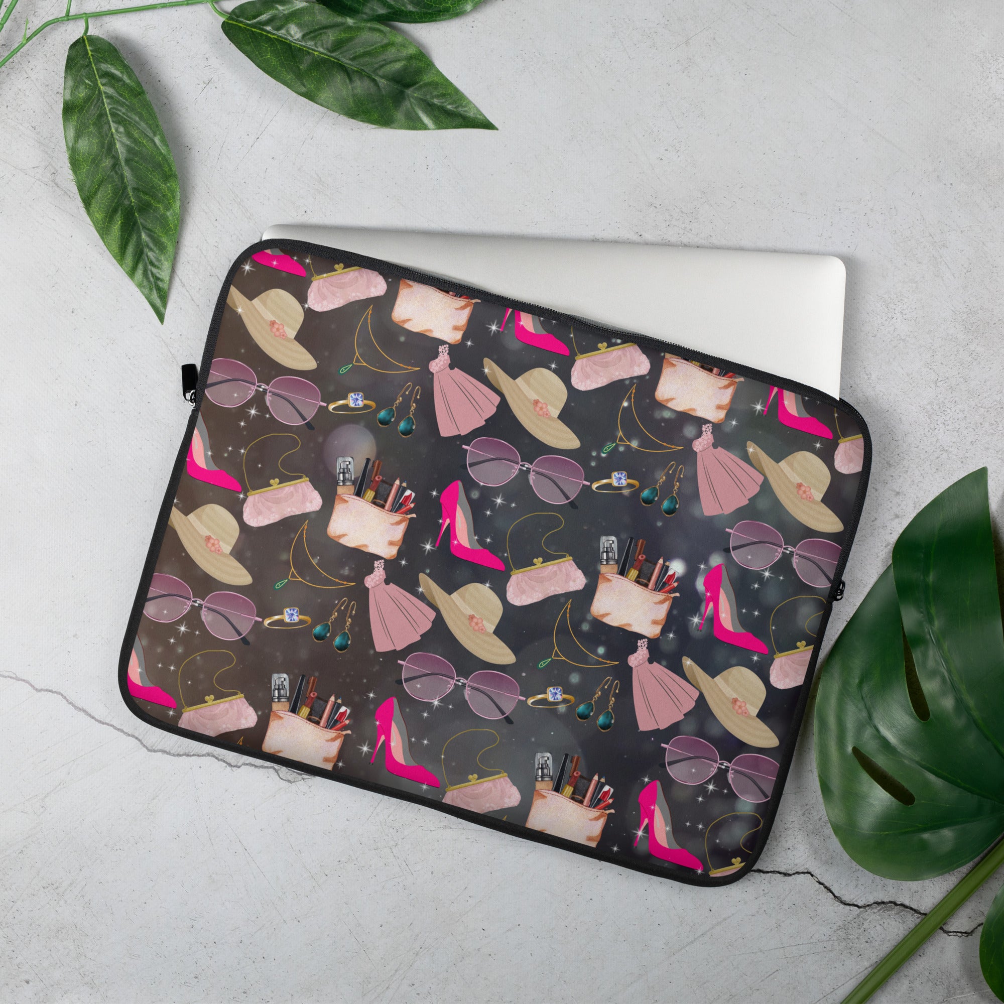 Lady in Pink Laptop Sleeves Customized Laptop Sleeves  Sustainable Laptop Sleeve, Folded Top Case, Washable Paper, Personalized Gift