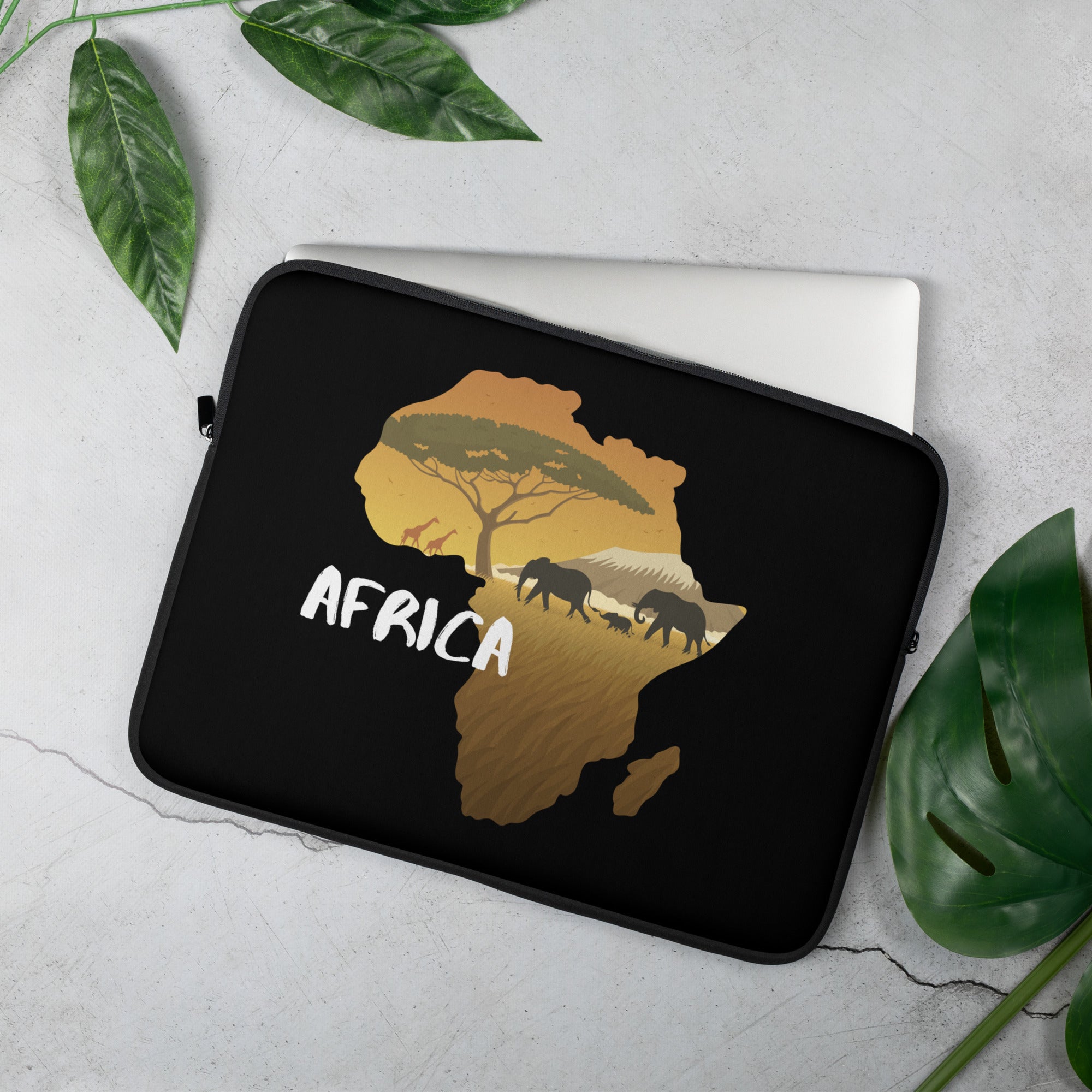 Africa Continent  Laptop Sleeves Customized Laptop Sleeves Sustainable Laptop Sleeve, Folded Top Case, Washable Paper, Personalized Gift