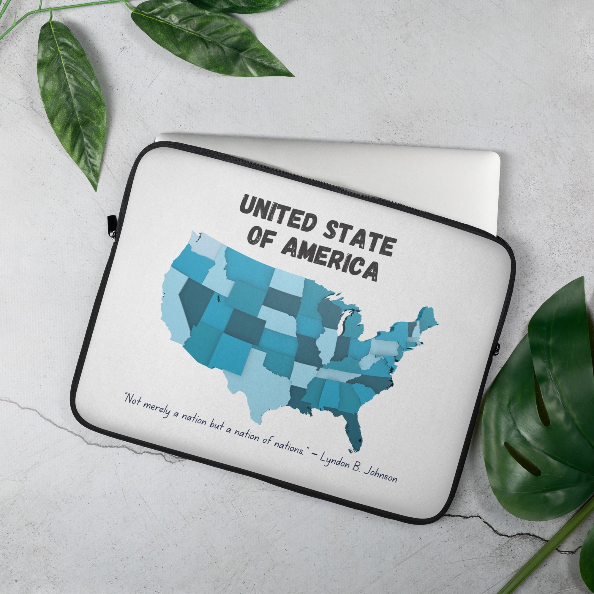USA Map Laptop Sleeves Customized Laptop Sleeves  Sustainable Laptop Sleeve, Folded Top Case, Washable Paper, Personalized Gift