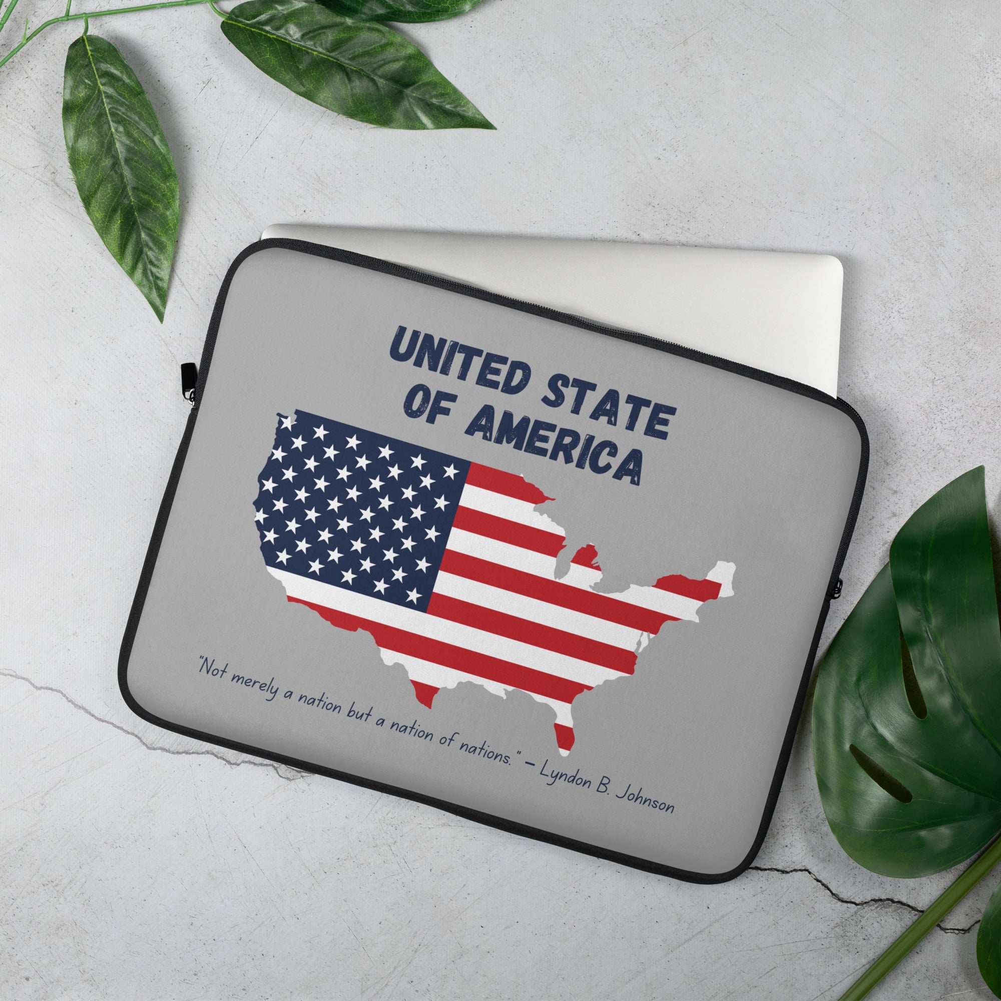 USA Flag Laptop Sleeves Customized Laptop Sleeves Sustainable Laptop Sleeve, Folded Top Case, Washable Paper, Personalized Gift
