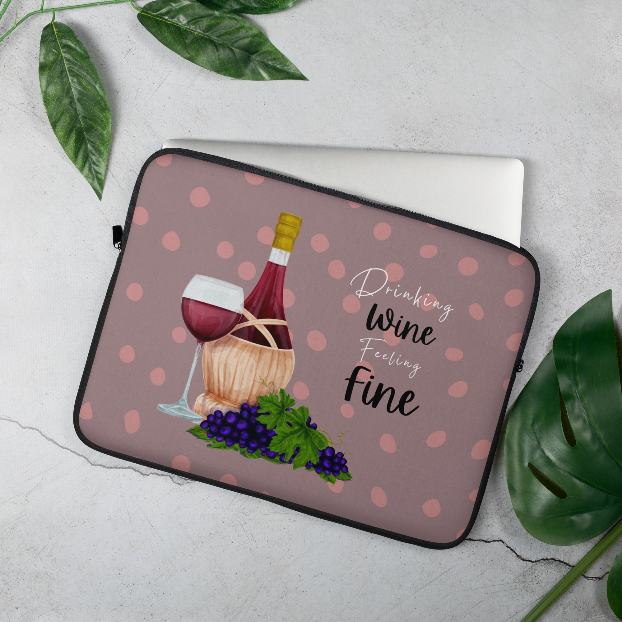 Red Wine Laptop Sleeves Customized Laptop Sleeves Sustainable Laptop Sleeve, Folded Top Case, Washable Paper, Personalized Gift